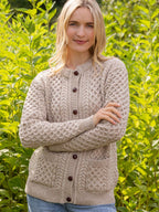 Ladies Cable Knit Cardigan Parsnip