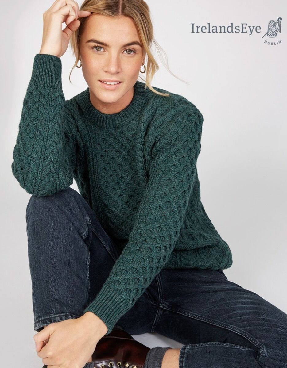Unisex Heavyweight Aran Sweater - Evergreen