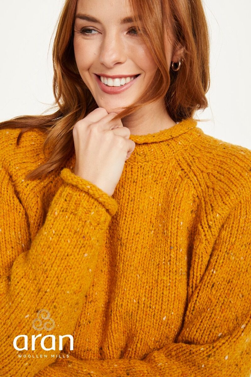 Ladies Roll Neck Raglan Crew Yellow