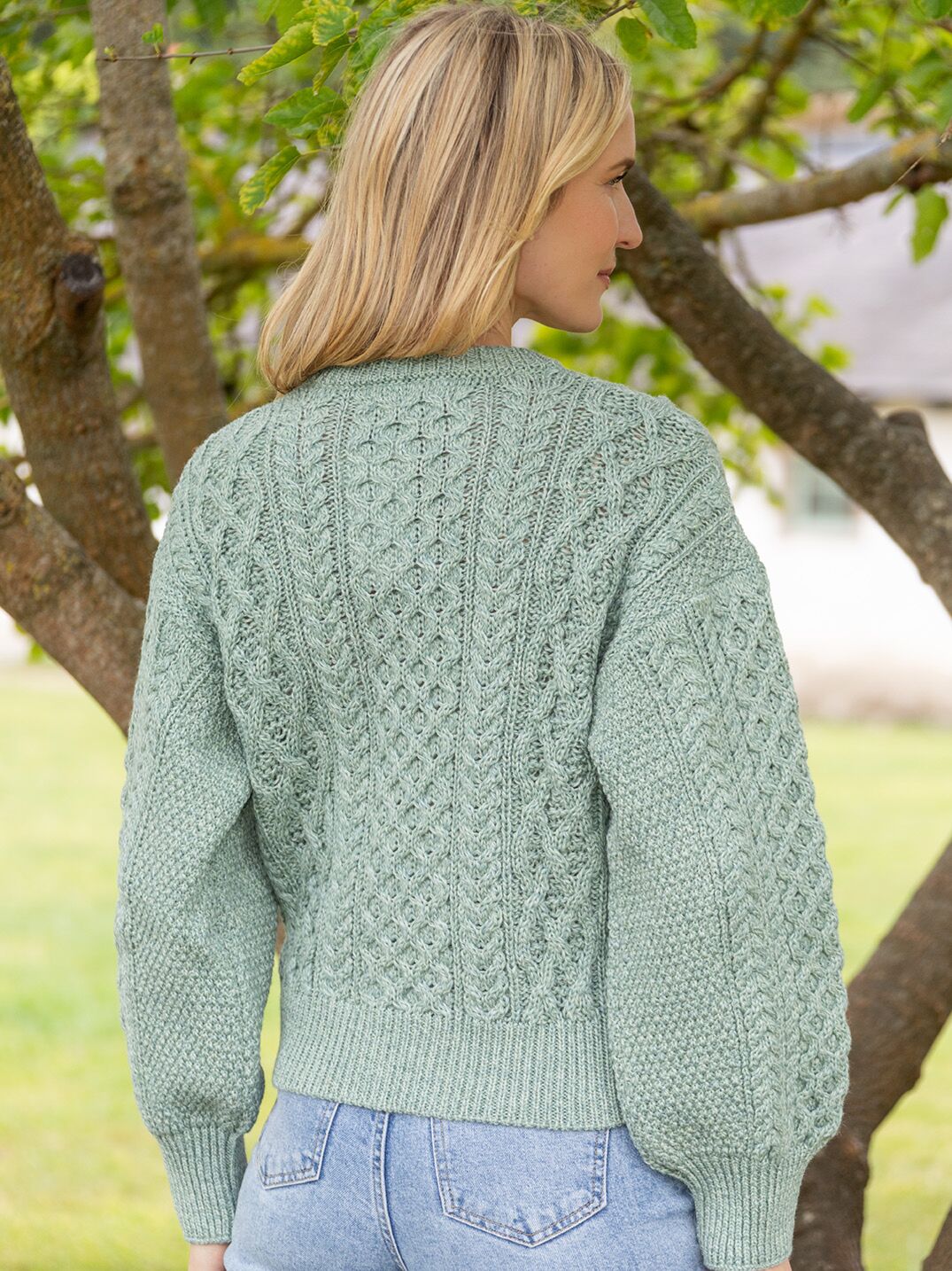 Clover Cropped Cardigan Sage Green