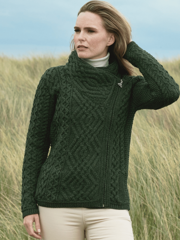 Cable Knit Side Jacket Green