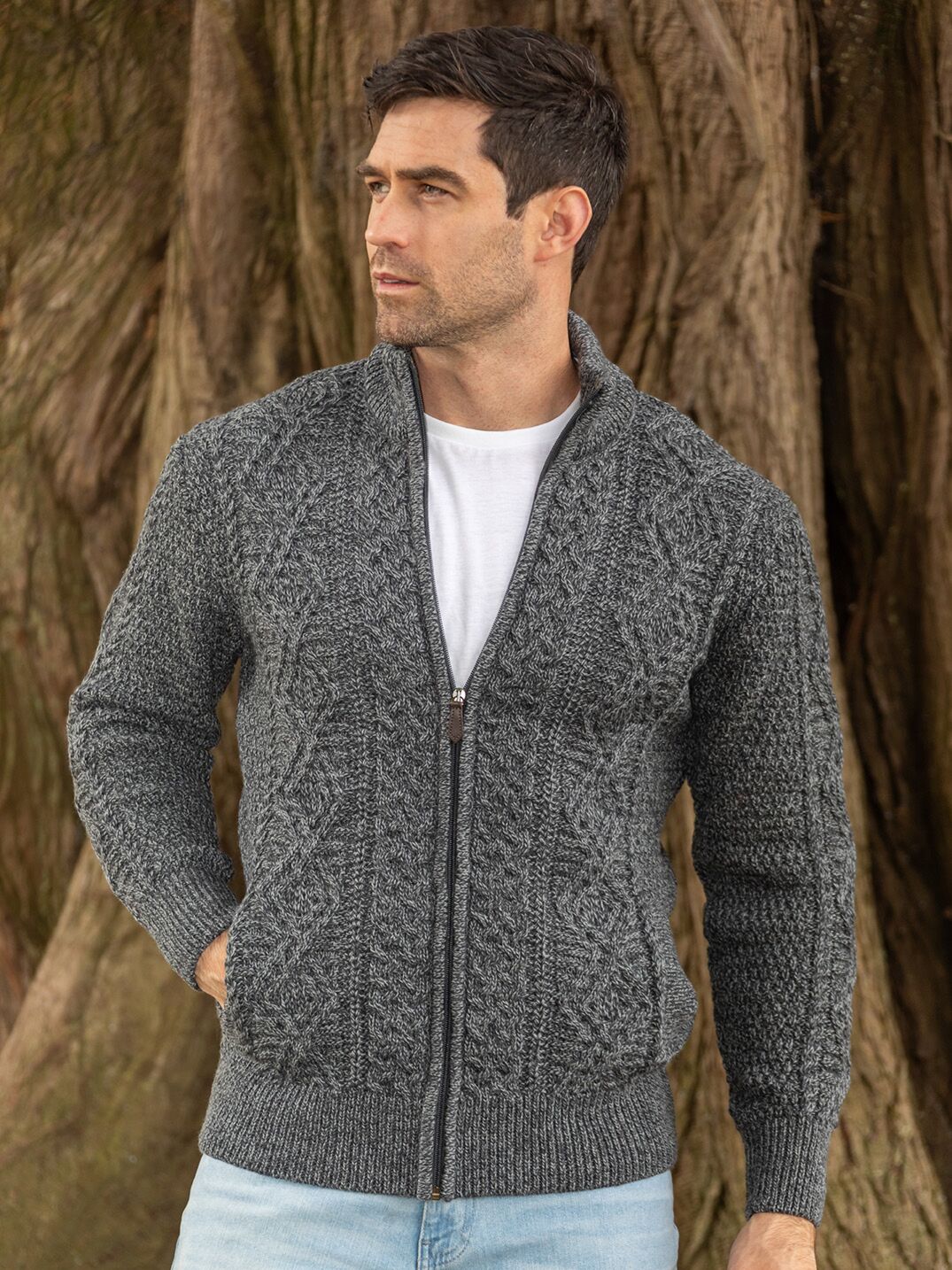 Men's Fisherman Full Zip Cardigan - Slate