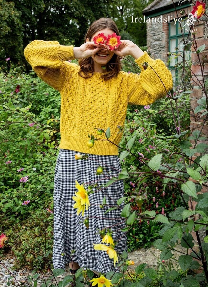 Honeysuckle Cropped Aran Sweater Sunflower